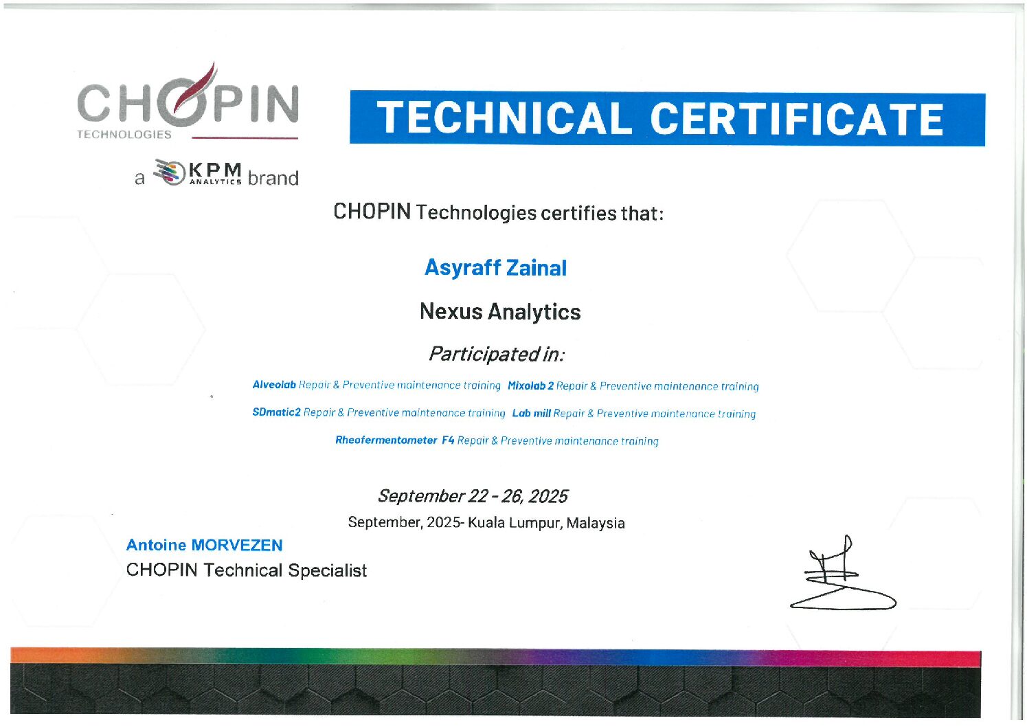 Asyraff - Chopin Training Certificate